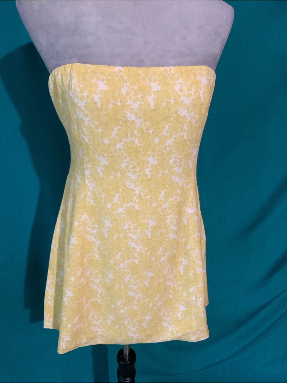 Peppermayo Yellow and White Strapless Floral Dress